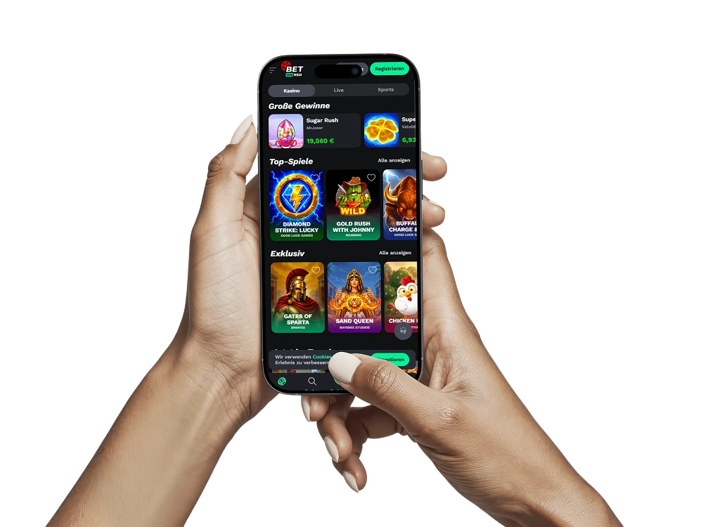 BetOnRed Casino auf einem Smartphone mit mobilen Spielen